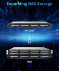 Rock Solid Four Bay 1U Rack Mount Diskless DAS Hard Drive Enclosure Featuring Hot Swap Bays Plus Badass High Speed Data Storage For Cramped Server Racks And Tiny Offices, showcasing front and top views.