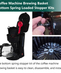 Bottom Spring Loaded Stopper Kit For Coffee Machine Brewing Basket Replacement For Compatible 990117900 990237500 Two Pack Durable Plastic And Silicone Accessory Keeps Brew Basket Sealed No Fuss Install For Home Coffee Makers. black coffee maker basket stopper and spring assembly