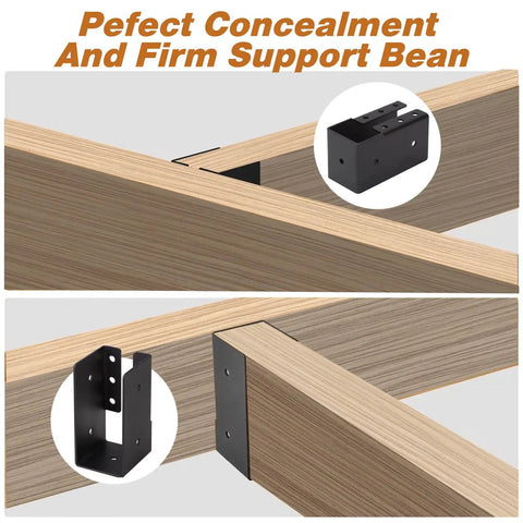 High Performance 2X4 Concealed Joist Hangers With Hardware, Rust Resistant Carbon Steel Swing Brackets for support beams in deck construction.