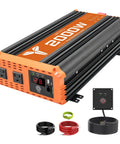 2000 Watt Pure Sine Wave Car Inverter 12V DC To 120V AC With 4000 Watt Peak Power, dual outlets, remote control, cables