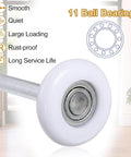 Two Pack 2 Inch Nylon Garage Door Rollers With 11 Ball Bearings And 6.2 Inch Stem For 2 Inch Tracks Quiet And Top Notch Durable Replacement For Residential And Light Commercial Doors Easy Do It Yourself Install with close-up view of roller features.