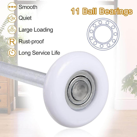 Two Pack 2 Inch Nylon Garage Door Rollers With 11 Ball Bearings And 6.2 Inch Stem For 2 Inch Tracks Quiet And Top Notch Durable Replacement For Residential And Light Commercial Doors Easy Do It Yourself Install with close-up view of roller features.