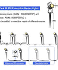 Diagram of Extendable 6 In 1 Low Voltage Landscape Lighting Kit With Transformer 3W 12V IP65 Waterproof Outdoor Spotlight with dimensions