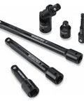 Built To Last Half Inch Drive Impact Socket Extension Set With 3 Inch 6 Inch And 8 Inch Extension Bars Universal Joint Socket Adapter Premium CR-V Steel Black Phosphate Finish