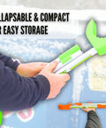 Heavy Duty Aluminum Dumpster Lid Prop Stick With Sturdy Grip For Trash And Recycling Bins, collapsible for easy storage.