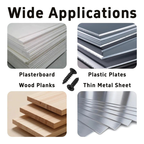 Wide applications of 100 Piece Pack Of Size 6 By Half Inch Black Phillips Flat Head Wood Screws Hard Carbon Steel for plasterboard and wood.