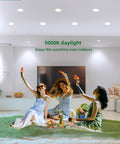 Women enjoying indoor picnic under 12 Pack 4 Inch Ultra Thin LED Recessed Ceiling Lights 5000K Daylight with Junction Box