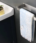 Self Adhesive Hand Towel Holder No Drilling Stainless Steel 9 Inch Brushed Nickel Towel Bar Rack beside sink in bathroom