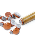 40 Piece Round Heavy Duty Nail On Felt Pads For Furniture Legs And Table And Chair Feet Floor Protectors That Glide Smoothly Brown 18mm Nail Diameter With 15mm Felt Pad shown next to a wooden leg