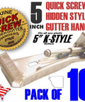5 Inch Premium Hidden Rain Gutter Bracket Hooks With Screw Clip Style For Non Plastic K-Style Gutters, pack of 10