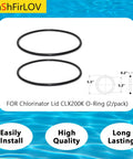 O-Ring Replacement Seal For CL200 CL220 Pool Chlorinator Lid 5 1/8 In ID X 5 1/2 In OD 2-Pack Plug-And-Play Easy Install No Tools Required Fits Replacement Parts, black rubber O-ring 5.2 ID x 5.5 OD