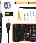 All In One 80W Soldering Kit With LCD Temperature Display 9 In 1 Set Including Iron Tips Flux Solder Stand And Sponge For PCB Repairs