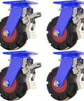 Heavy Duty Rubber Caster Wheels With Locking Brakes, four durable casters with steel brackets, designed for smooth silent roll.