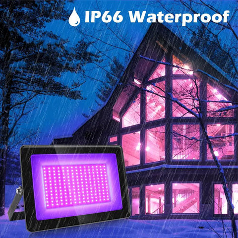 2 Pack 100W UV Flood Lights Blacklight For Outdoor Use IP66 Waterproof Stage Lighting 395nm 405nm Glow Party UV