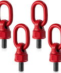 4 Pack M16 31.8 G80 Swivel Eye Bolt Hoist Ring With 360 Degree Rotation 1.5 Ton To 2.5 Ton Capacity 1080 MPa Tensile Strength Red Lifting Ring Set