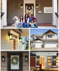 Two Pack Outdoor Wall Lanterns Black Sconce Lights With Clear Glass Shade Waterproof Wall Mount E26 Socket Modern Anti Rust Porch Lighting Bulb Not Included on various home exteriors.