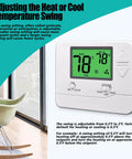 Non Programmable Home Thermostat With Green Backlight For Energy Saving And Digital Temperature Control Ideal For 1 Heat 1 Cool