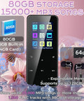 80GB Bluetooth MP3 Player With HiFi Sound Portable Music Player For On The Go Supports FLAC MP3 WMA WAV AAC OGG