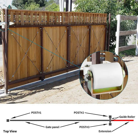 Installed Two Pack Slide Gate Guide Roller For 3 Inch Gates, Nylon Gate Roller With C Bracket, UHMW Guiding on wooden gate