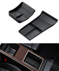 Lower Center Console Organizer Tray For Tesla Model S And Model X 2022 To 2026 Cup Holder Inset shown uninstalled and installed