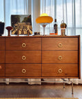 Wooden dresser with 12 Pieces Solid Brass Ring Pull Handles For Dresser Cabinets Wardrobe Doors And Bedroom Furniture Hardware