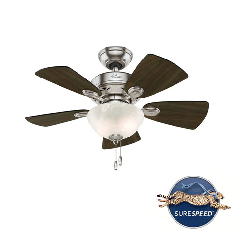 34 Inch Indoor Ceiling Fan With LED Light And Pull Chain, 5 Blades, Brushed Nickel Finish, Perfect for Small Rooms
