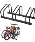 Durable Bike Floor Stand For Garage Parking And Storage, Fits 22-28 Inch Wheels, Tire Width Up To 2.2 Inches, holding two bikes