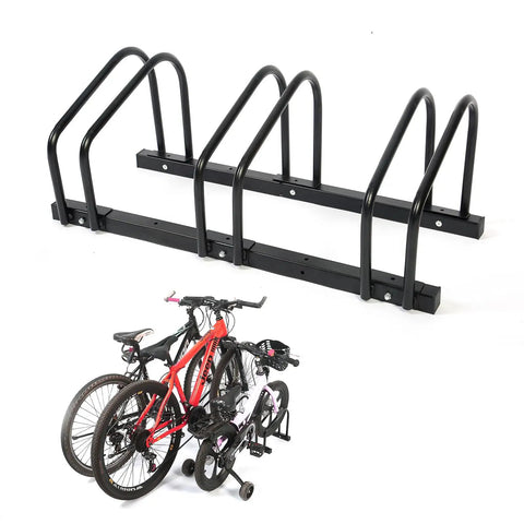 Durable Bike Floor Stand For Garage Parking And Storage, Fits 22-28 Inch Wheels, Tire Width Up To 2.2 Inches, holding two bikes