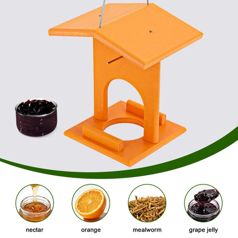 Oriole Feeder For Outdoors Hanging All In One Recycled Plastic Bird Feeder With Removable Glass Cup For Jelly Jam Fruit Nectar Or Seed Orioles Orange 1 Pack