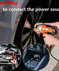 12V Corded Impact Wrench Kit with Half Inch Drive Sockets Carry Case LED Light Bubble Level Long Power Cord 400 Nm Torque