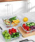 Premium Borosilicate Glass Meal Prep Containers 5 Pack With 3 Compartments And Lids Microwave Oven Freezer Dishwasher Safe