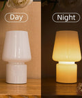 Cordless Battery Operated LED Table Lamp With Opal Cream Glass Shade Perfect For Power Outages Day and Night