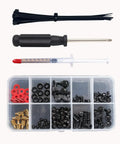 Slick Desktop PC Assembly Screwdriver Kit With Motherboard Mounting Screws Brass Standoffs Insulating Washers Precision Driver.