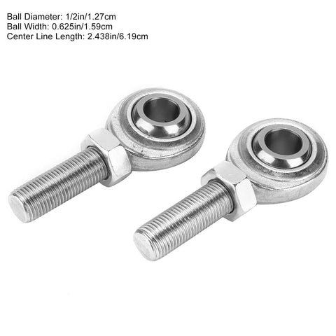 Two Pack Heim Joint Rod End Kit 1/2-20 RH Thread male rod end bearings with jam nuts, zinc plated steel