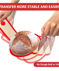 Hands using Nonstick Silicone Bread Sling Set Oval And Round Easy Grab Handles for lifting bread.
