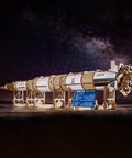 Saturn V 3D Puzzle Kit for Adults Wooden Model Rocket Set Space Shuttle Model Aerospace Engineering Gift Epic Nerdy Brain Teaser Hobby Craft Full DIY Kit for Collectors and Builders, 1:170 scale wooden model on display stand