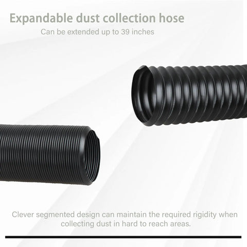 2-1/2 Inch Flexible Dust Collection Hose For Table Saws And Drill Presses Extends Up To 39 Inches Heavy Duty Black Hose