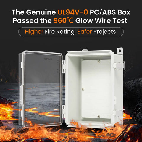 Heavy Duty IP66 Waterproof Junction Box With Clear Hinged Window Pc Abs Shell Built Like A Tank Outdoor Electrical Enclosure For Router Shop And Tough Projects, open view