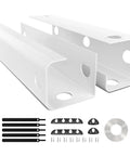 Under Desk Cable Management Tray 31.5 Inch Cord Organizer For Wire Management No Drill Drill Compatible Mounts Home Office Computer Desk Cable Hider White 2 Pack showing trays and accessories.