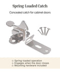 Top Shelf Nickel Plated Spring Action Elbow Door Catch And Latch For Antique Vintage Cabinet Hardware with screws included.