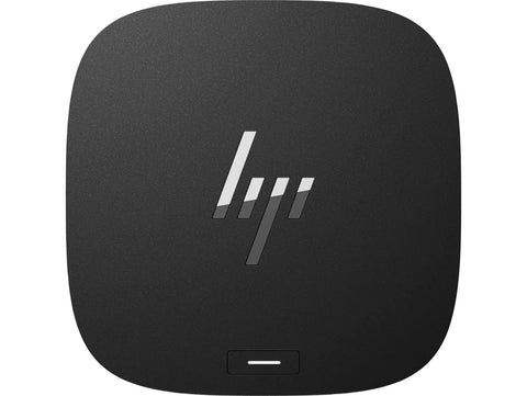 Thunderbolt 4 Dock With 280W Power Delivery And Combo Cable top view showcasing sleek black design and logo.
