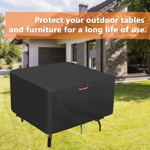 Built Tough Heavy Duty Waterproof Square Table Cover 38 by 38 Inches for Outdoor Patio Tables installed view