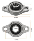 KFL001 Flanged Pillow Block Bearing 12mm Bore Zinc Alloy Self Aligning Flange Mounted Bearing 4 Pack With Screws And Key Wrench, 12mm bore