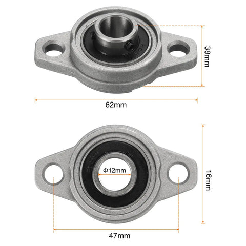 KFL001 Flanged Pillow Block Bearing 12mm Bore Zinc Alloy Self Aligning Flange Mounted Bearing 4 Pack With Screws And Key Wrench, 12mm bore