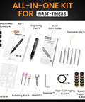 Badass Brushless Engraving Pen With 41 Heavy Duty Accessories For Metal Wood Glass And Plastic Usb C Rechargeable Cordless Carving Tool Slick Precision Kit For Hobbyists And Beginners, all-in-one engraving kit with accessories.