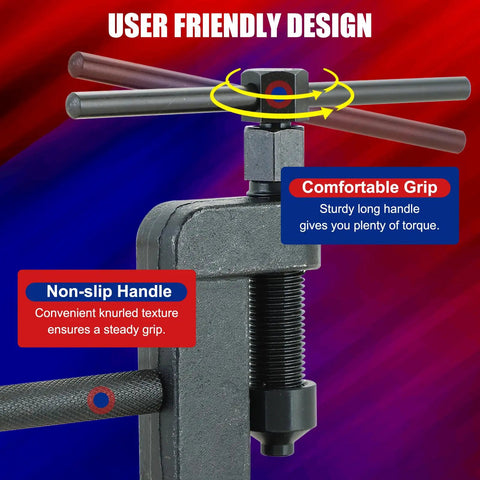 Close-up of 20 Piece Chain Breaker Tool Kit with C Frame showing non-slip handle and user-friendly design features.