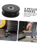 Two Pack Fixed Pulley Roller For Gym Cable Systems Quiet Nylon Wheel Replacement For Home Gym And Hospital Fitness Equipment With Dual Bearing Silent Operation Pro Grade, black nylon wheel