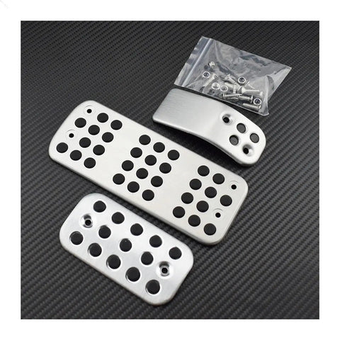 Upgrade Your Ride With Street Tough Clutch And Accelerator Pedal Pads For Peugeot 206 Cars Demanding Hardcore Grip and Heavy Duty Build Crafted From Solid Aluminum For A Knockout Fit That Stops Slippery Mess And Nails Rough Roads Like A Boss, 4-piece set shown with non-slip design.