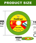 Heavy Duty 4.5 Inch Diamond Glass Cutting Blades For Angle Grinder 7/8 Arbor 3 Pack showing size and specifications for glass blade.