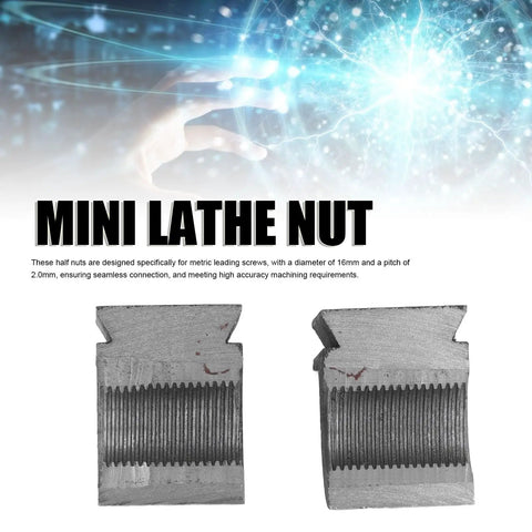 Split Half Nuts For Mini Lathes 16mm ID 1.5mm Pitch 45 Steel Lead Screw Replacement Parts, front view image for 0618 CJ18 CJ0618A lathes